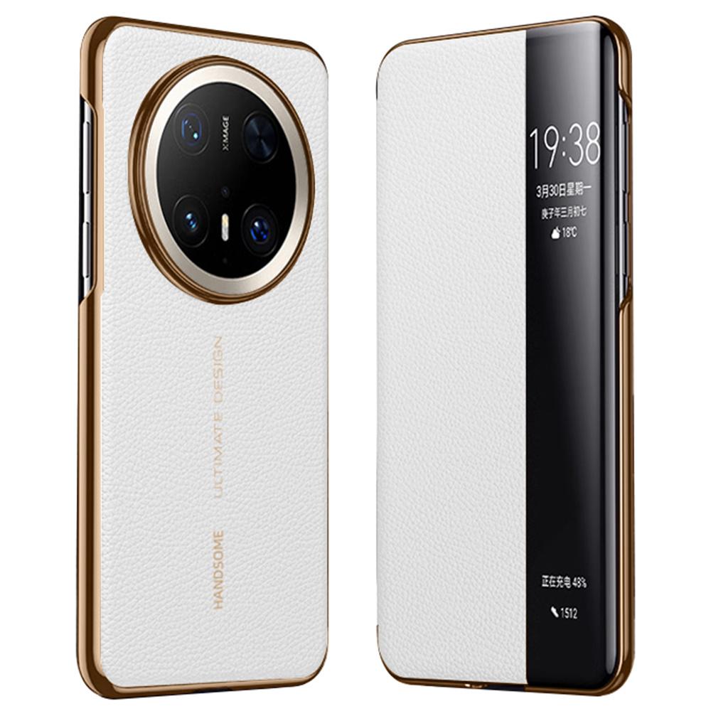 Чехол для Huawei Mate 70 Pro+/Mate 70 Pro из натуральной коровьей кожи с окошком для просмотра, чехол для смартфона