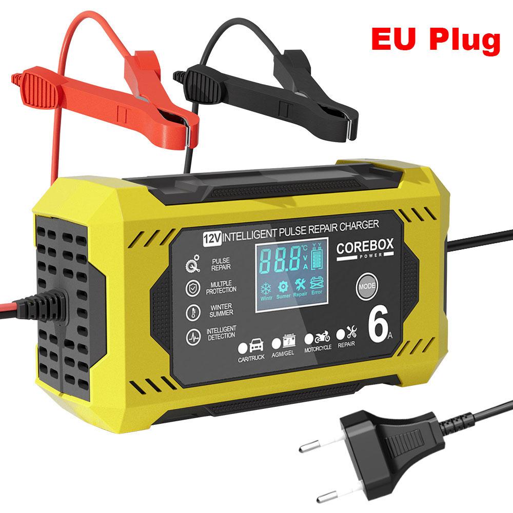 6A 12V Car Battery Chargers Intelligent Pulse Repair For Lead Acid AGM Gel Batteries Charging Household Storage Cell Uinversal