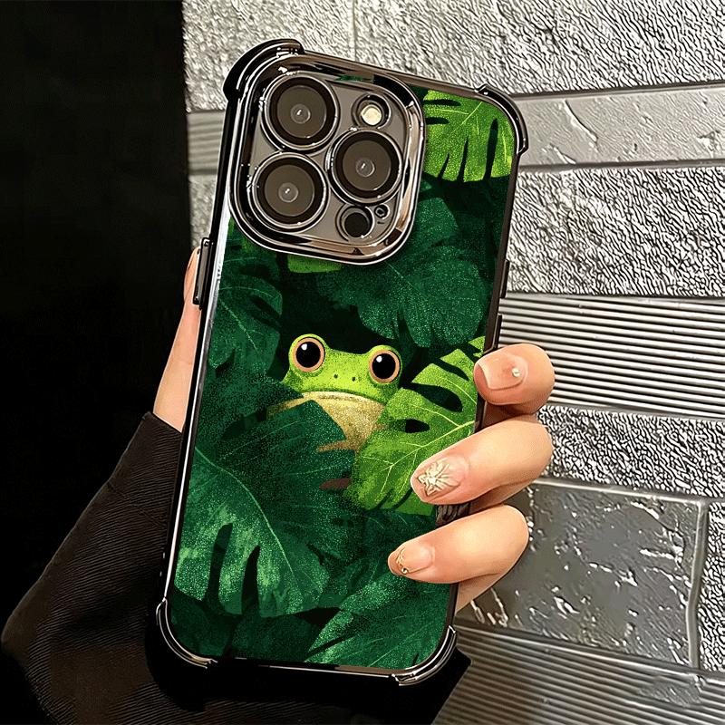 Милый Мультяшный Лягушонок Покрытие Чехол для Телефона Для Iphone 16 17 Pro Max Air 16E 14 15 Plus 12 13 Mini Противоударный Подушка Безопасности Чехол