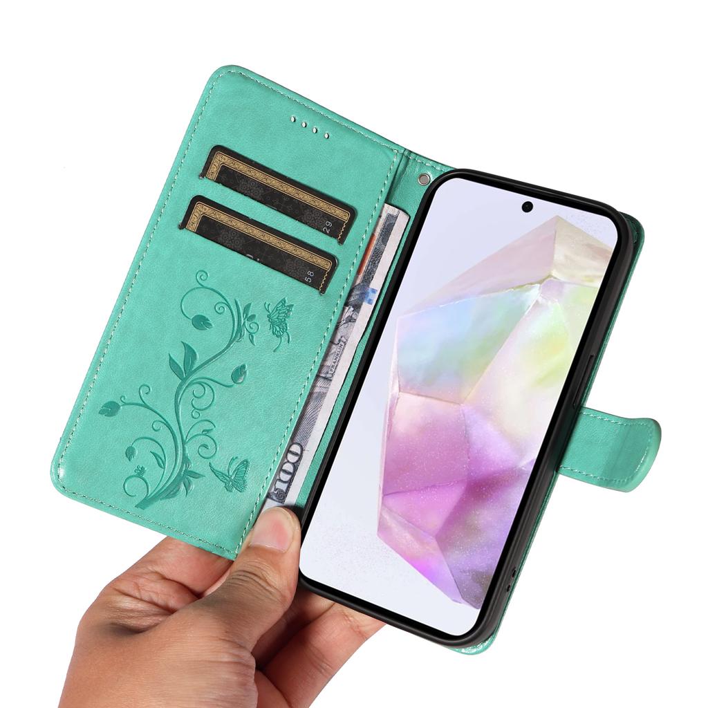 For Samsung Galaxy A36 5G PU Leather Cases Flower Pattern Wallet Stand Phone Cover with Strap