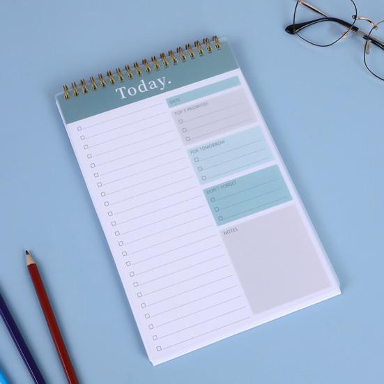 Записная книжка To-Do на спирали, защитный чехол из бумаги плотностью 100 г/м2, недатированный блокнот-планировщик формата А5