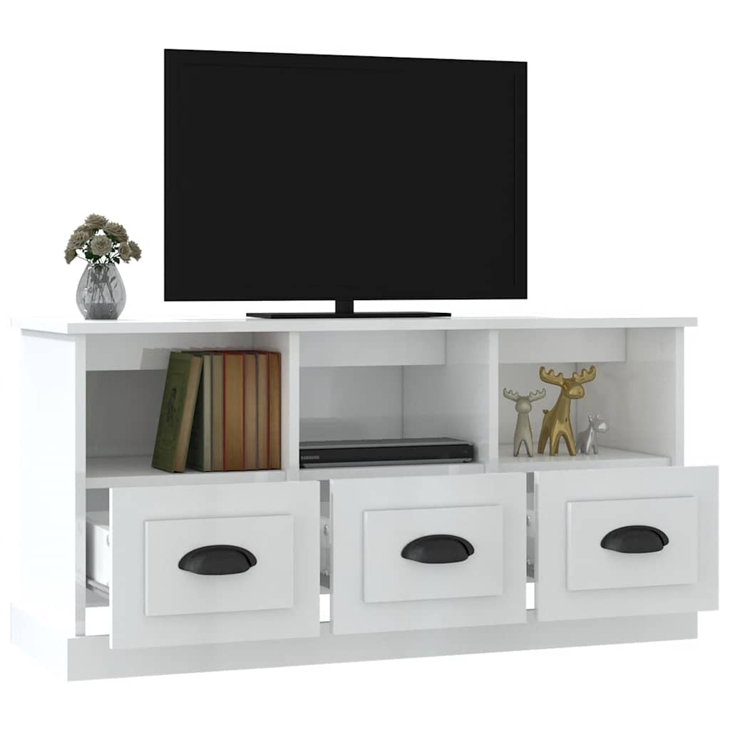 Vidaxl Szafka Pod Tv, Wysoki Połysk, Biała, 100X35X50 Cm