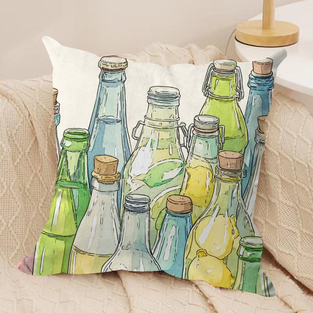 Summer Drinking Cushion Cover Silky Short Plush DoubleSided Printed Pillow Case for Sofa All Seasons Home Decor Gift