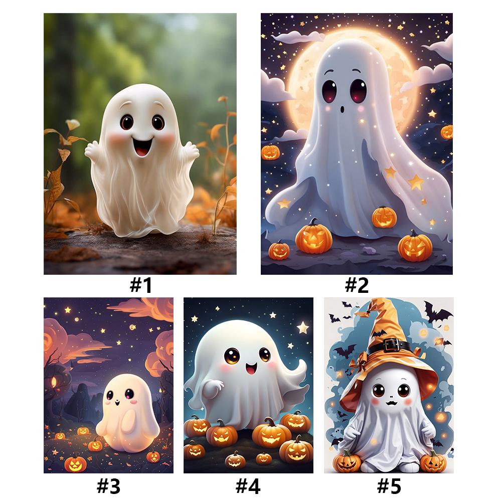 5D DIY Full Round Drill Diamond Painting Halloween Cute Ghost Kit Home Decor