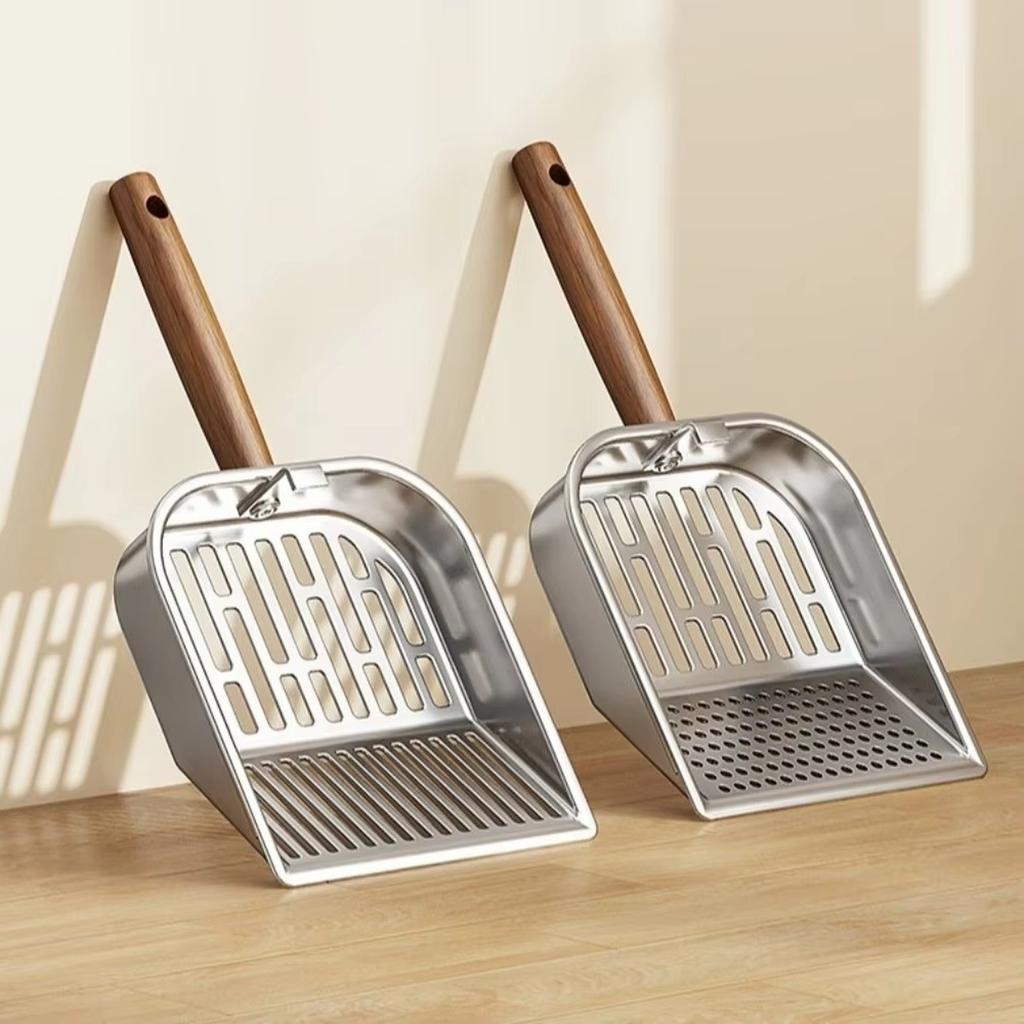 Наполнитель AFOLOREET, Металлическая совок для кошачьего туалета, Совок для экскрементов с деревянной ручкой