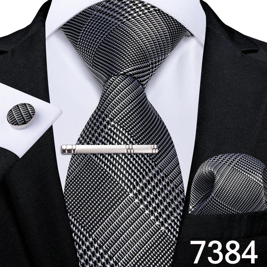 Набор для Мужчин: клетчатый галстук 8,5 см, клип и запонки в клетку