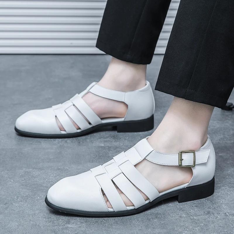 Fashion Summer Classic Hollow Sandals Breathable Men's Lightweight Flat Shoes Commuter Men's Work Shoes Anti Slip Wear Resistant Soles