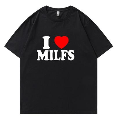 Футболки с принтом I Love MILFS I Heart Hot Moms WoUnisex, хлопковая повседневная футболка с короткими рукавами, модные футболки в стиле Харадзюку