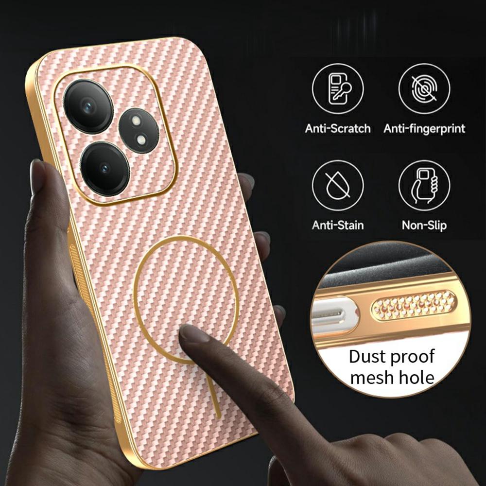 Phone Case For Realme GT Neo6 SE 5G/GT Neo6 5G/GT 6T 5G/GT 6 5G Carbon Fiber Textured Electroplated TPU Back Cover