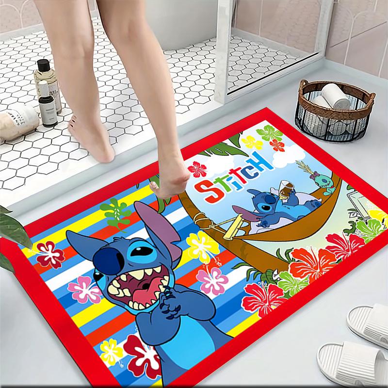 1pc Stitch Cartoon Carpet, 100% Polyester, Non-slip, Machine Washable, Waterproof, Outdoor Yard and Garden Decor, Home and Bedroom Decorative