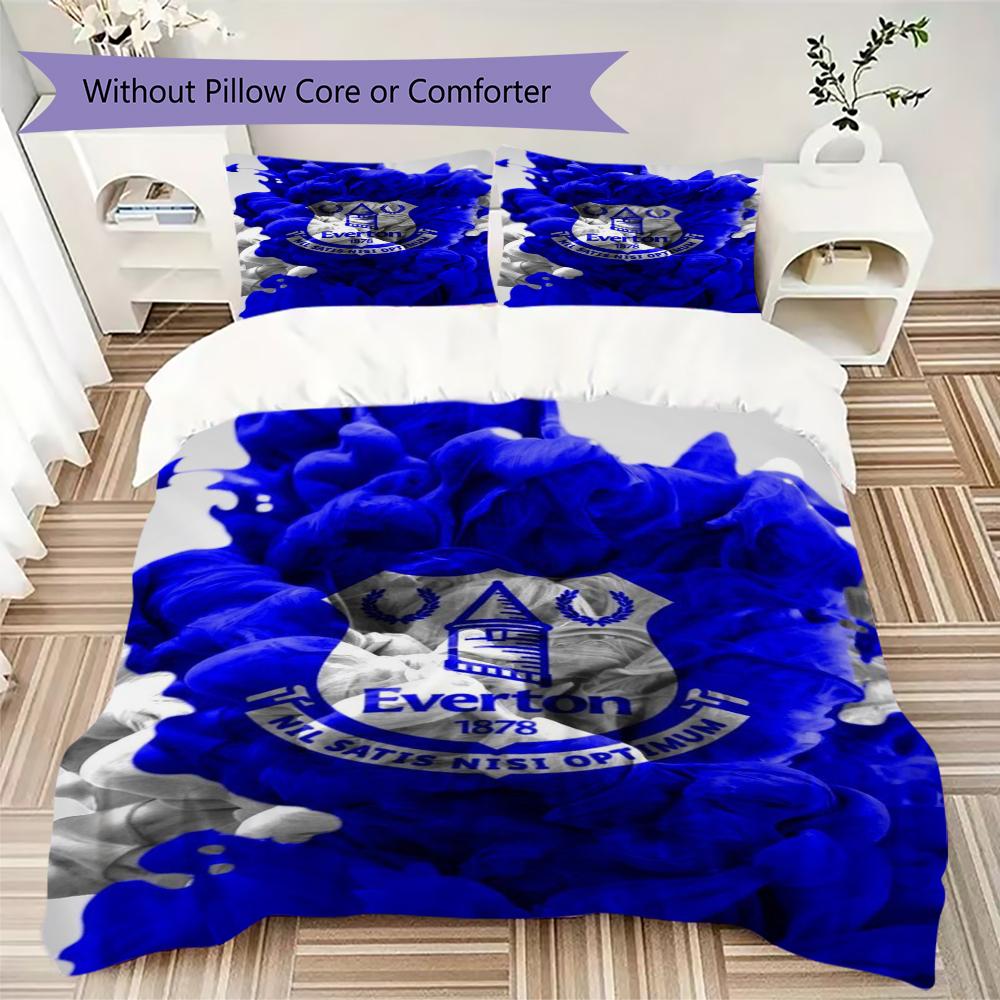 Everton FC Pattern Bedding uilt Set uilt Cover Pillowcase Home Decoration Birthday Gift (1 * duvet cover + 2 * pillowcase without core)41