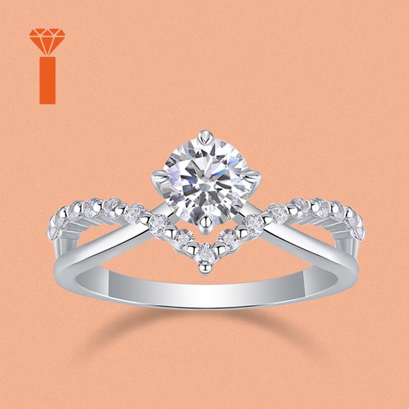 Серебряное кольцо S925 с муассанитом, усыпанное белыми муассанитами, Помолвочное кольцо, Модное кольцо с дизайном в виде сердца, Изящное сверкающее кольцо для женщин