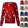 Женский повседневный однобортный однобортный защитная одежда с рождественским принтом и длинными рукавами, кардиган, топ