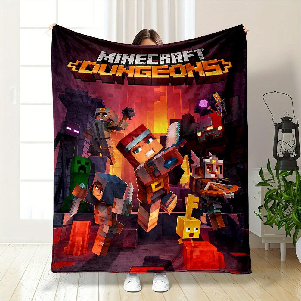 Minecraft Dungeons Battle Scene Patterned flannel blanket perfect for the bedroom living room, sofa, or a little nap