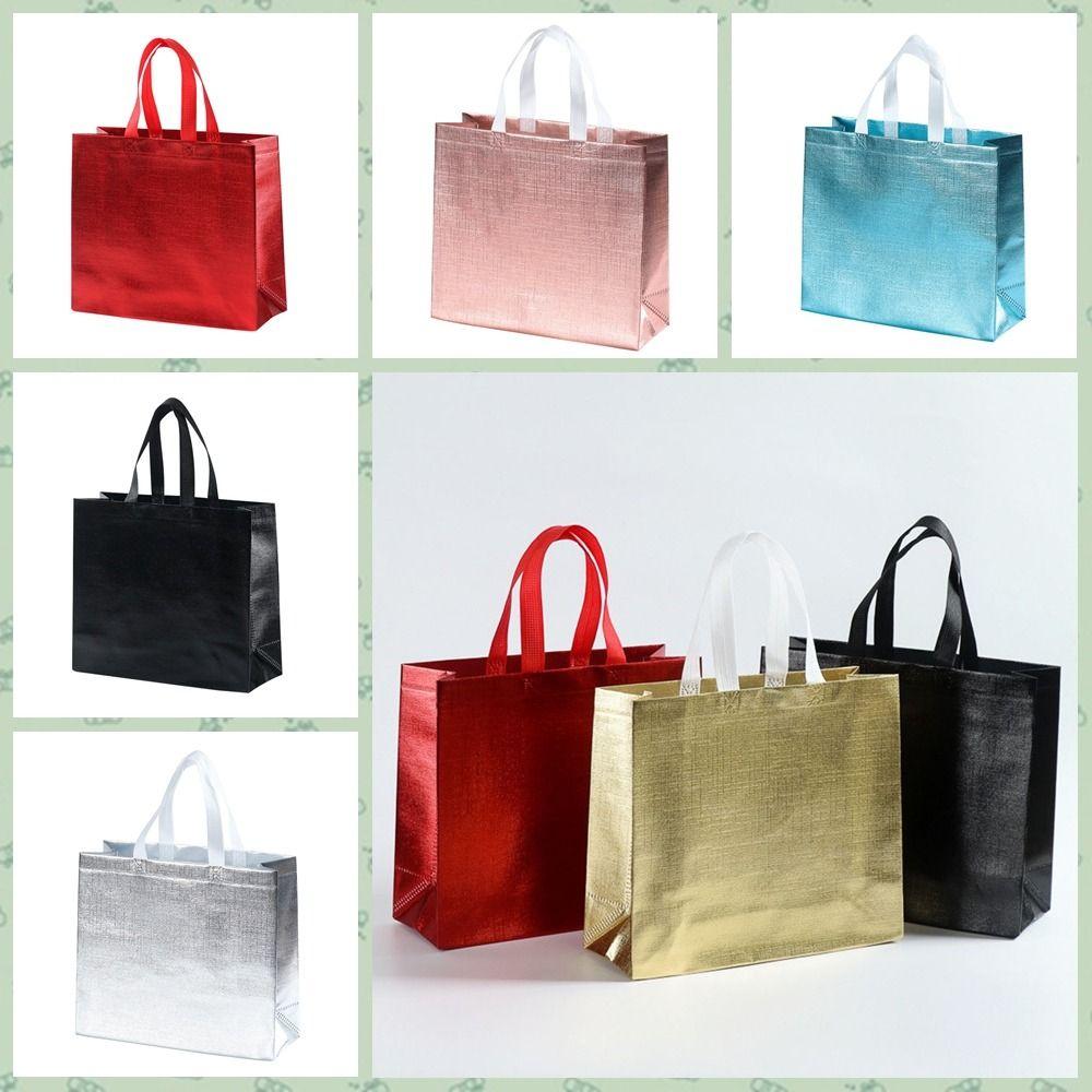 Reusable Non-woven Fabric Shopping Bag Solid Color Shopping Pouch Birthday Party