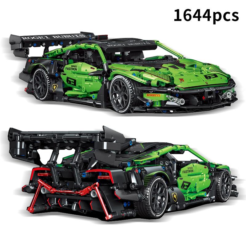 Classic Green 1644Pcs Super Racing Car Building Blocks Set Creative 3D Desktop Ornament Christmas Gift For Adults Kids