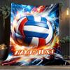 1PC Custom Name Volleyball Fire outdooor Flannel blankets Throw Blanket All-Season Throw Gift Bedspread for Couch, Bed, Camping Holiday Birthda