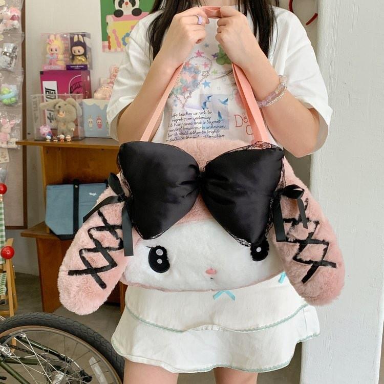 Мультяшная плюшевая сумка через плечо Sanrio Kuromi My Melody большой вместимости для повседневного использования