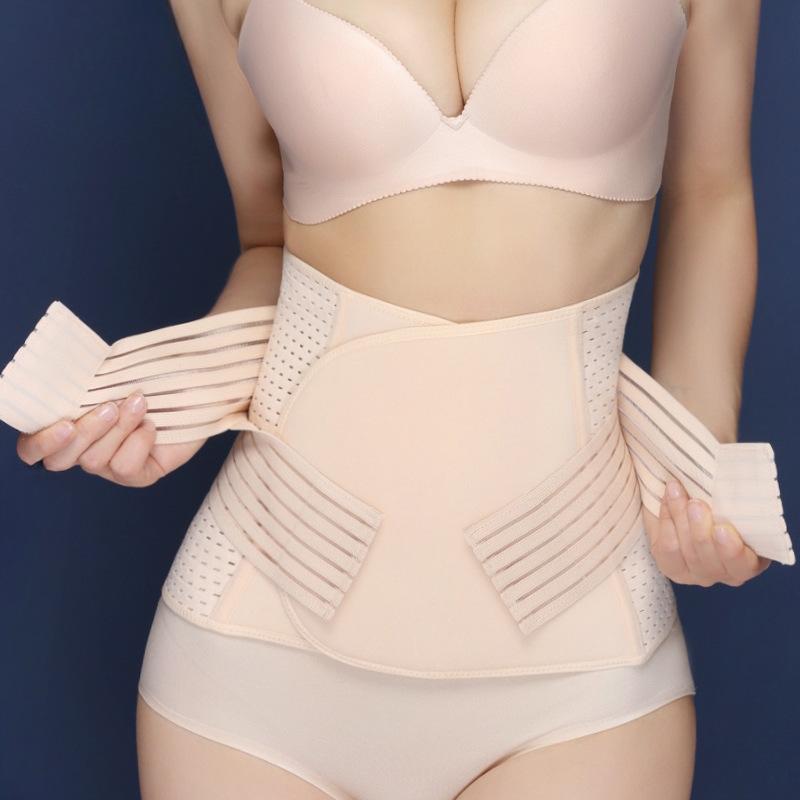 Postpartum Women All-Season Hollow Out Abdominal Belt Mesh Breathable Shapewear Waist Cincher High Elastic Velcro Waist Trainer