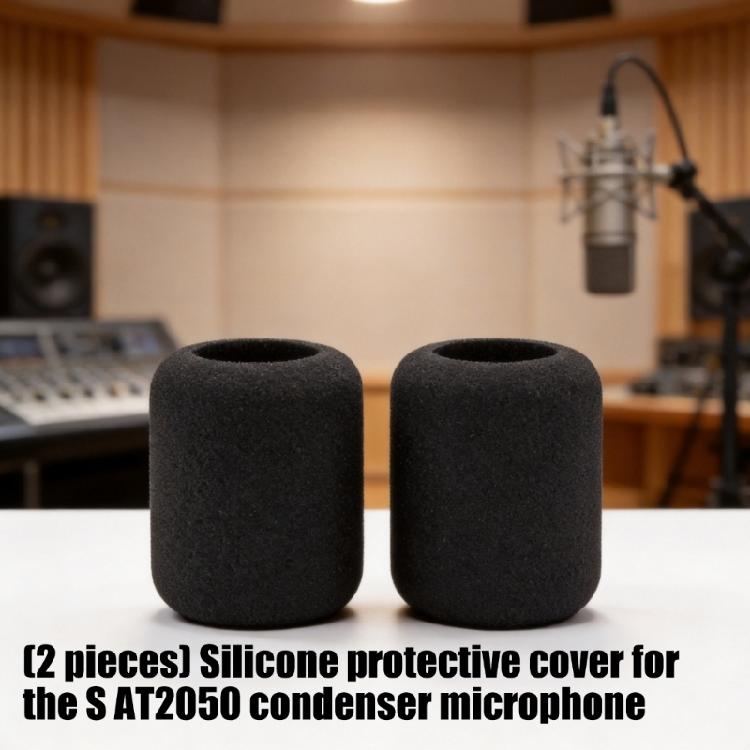 Black Windscreen Head Cover 2Pack, Recording Cover Pair for ATH /AT2050/AT4040 Condenser Voice Use, Breath Noise Control for Commentary and Streaming