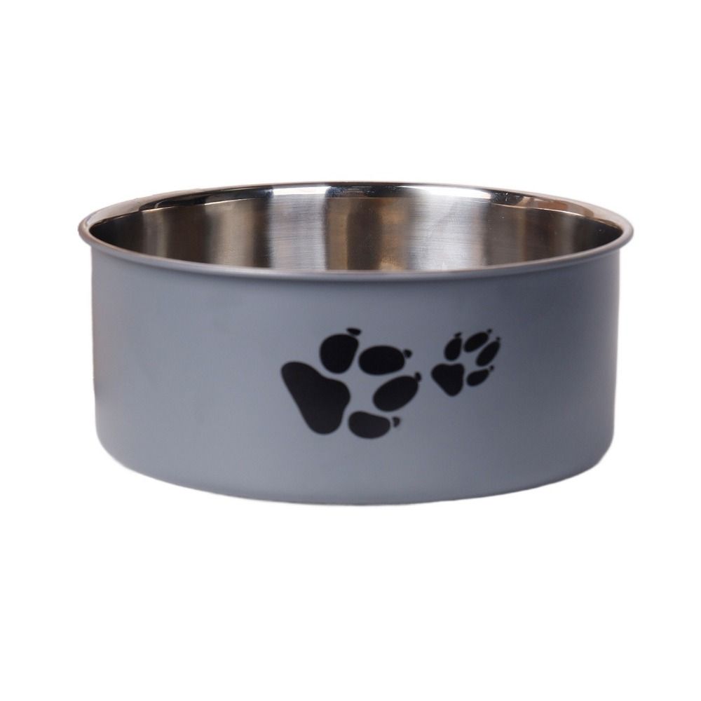 Cartoon Footprint Stainless Steel Pet Dog Bowl Large Capacity Skidproof Cat Feeding Bowl Non-slip Puppy Food Drinking Tray