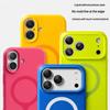 Летний дофаминовый чехол для телефона из жидкого силикона для iPhone 16 17 Pro Max БЕЗ Бортика для Беспроводной Зарядки MagSafe Магнитная Крышка