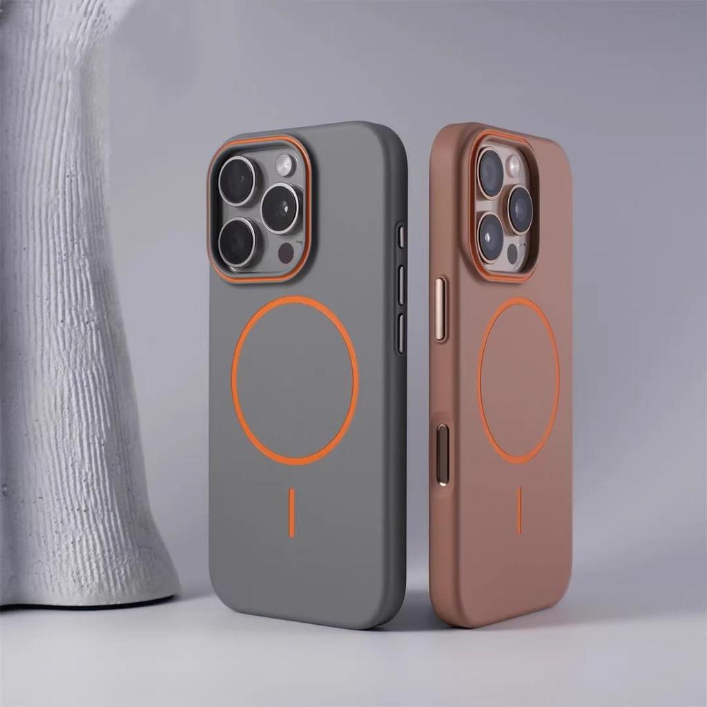 Тонкий магнитный кольцевой чехол для iPhone 15/16 Pro Max с блоком цветов для рамки объектива - Защитный дизайн, безопасный для кожи