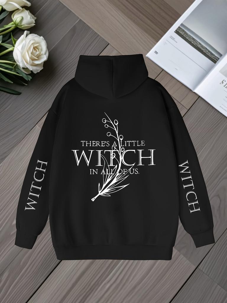 There’s A Little Witch in All of Us Graphic Sweatshirt Women's Zipper Hoodies Fleece Jacket Hoody Pullover Autumn Winter Coat