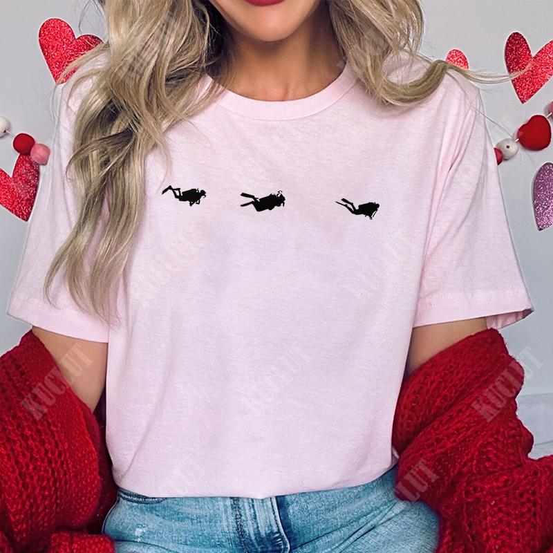 Funny Scuba Diver Diving Graphic Print T Shirt Scuba Diver Diving Tops Fashion O Neck Short Sleeve Tees Plus Size Women TShirt