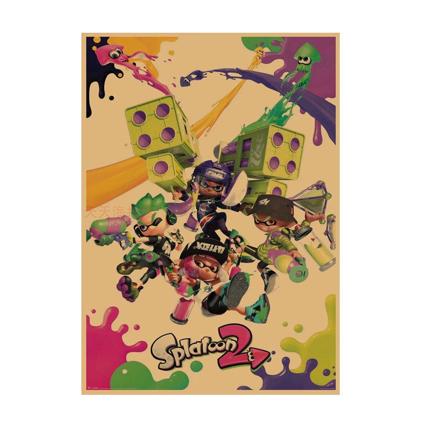 Splatoon Spray Warriors Ретро Аниме Постер для Игровых Комнат