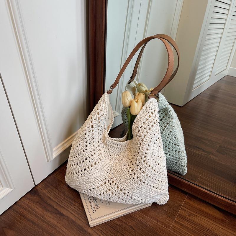 Плетеная сумка женская новая ленивый стиль мода досуг отпуск наплечная сумка большая вместимость сумка-тоут