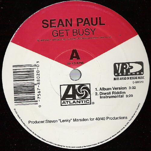 12-дюймовая пластинка SEAN PAUL Get Busy 088020 Atlantic 2003 США Регги Ска Даб Б/у