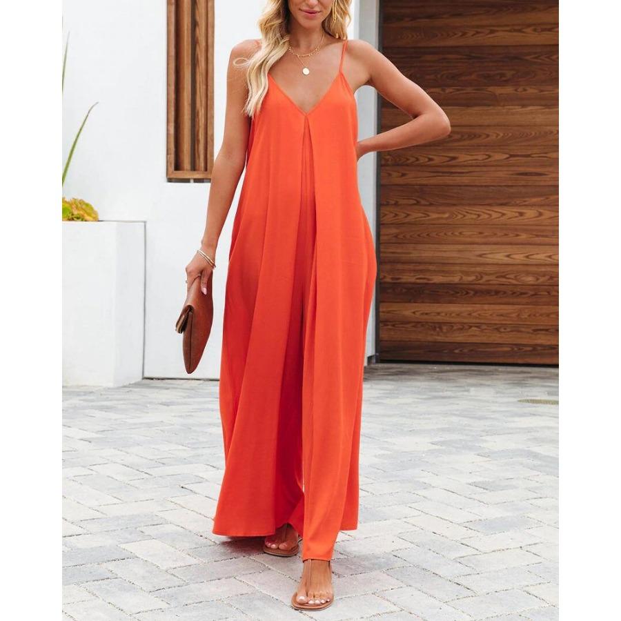 Женские повседневные комбинезоны, летние свободные комбинезоны без рукавов, регулируемые длинные брюки с карманами