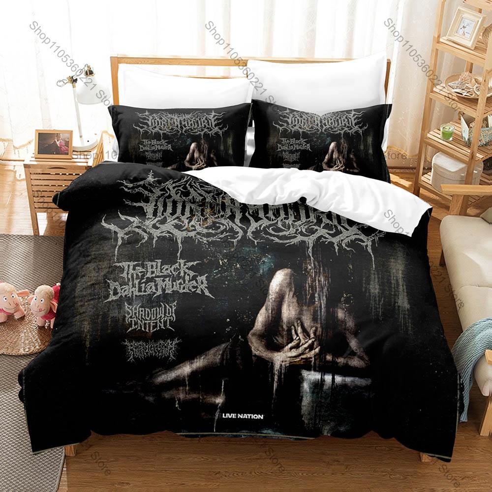 Dark Horror Art Graphic Lorna Shore Extreme Metal Bedding Set Duvet Cover With 2 Pillowcases Teen Metalhead Bedroom Decor