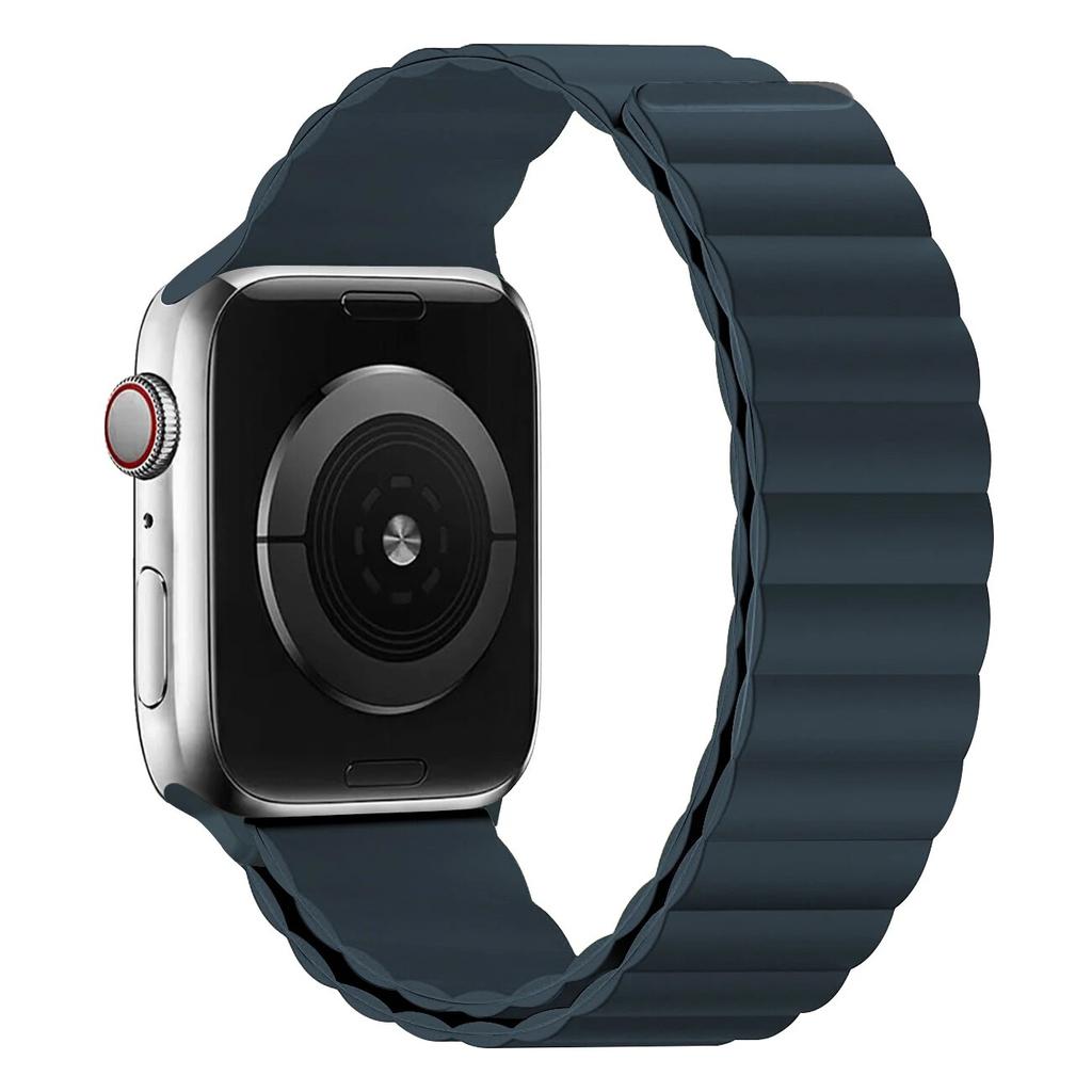 Ремешок для Apple Watch Band 44 мм, 40 мм, 45 мм, 41 мм, 42 мм, 38 мм, силиконовый браслет с магнитной петлей iWatch Series 8 7 Ultra 3 5 6 SE