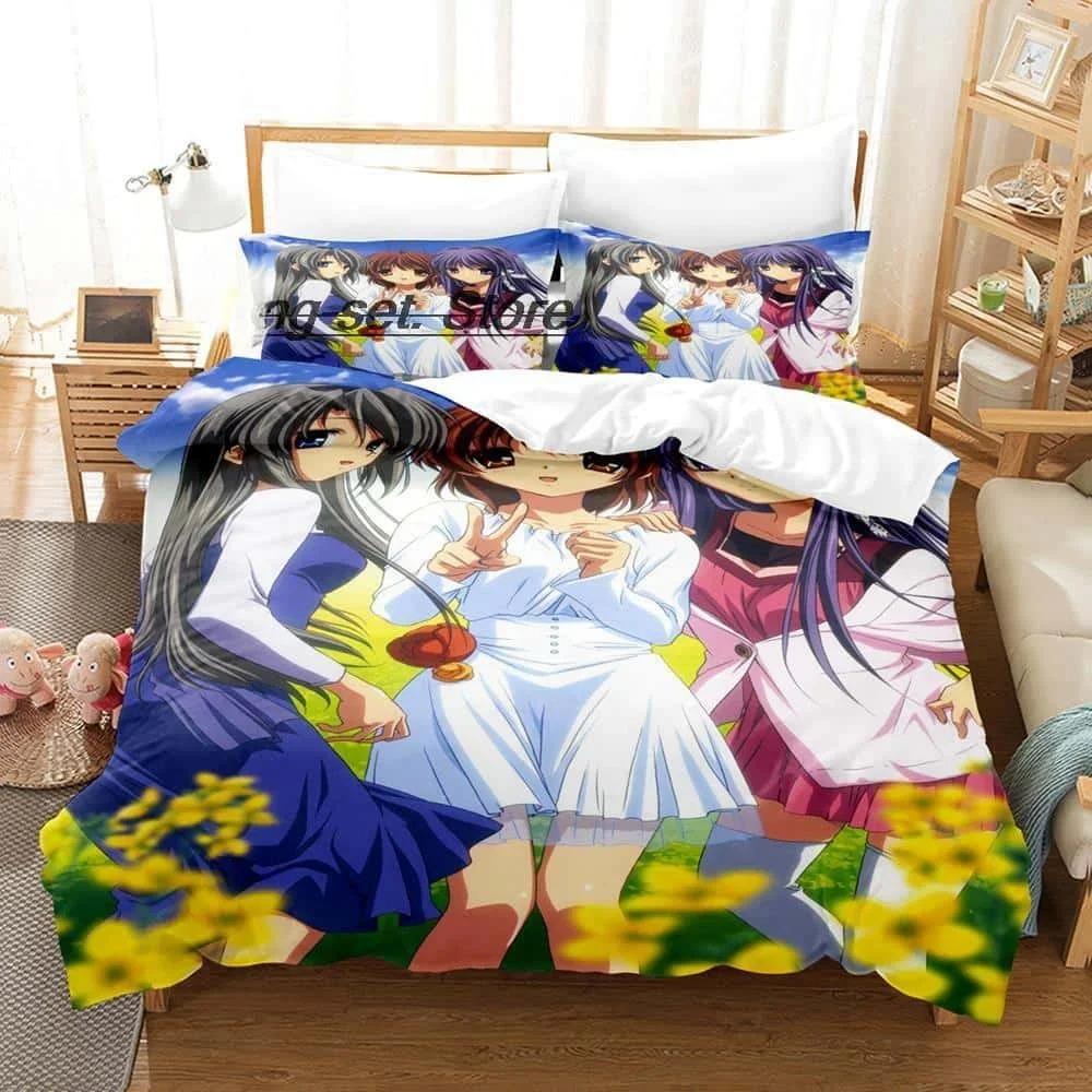 Новый 3D-принт Аниме Комплект постельного белья Clannad Комплект постельного белья Односпальный Полуторный Двуспальный Queen King Размер Комплект постельного белья Взрослый Детская Спальня Комплекты пододеяльников Инструмент