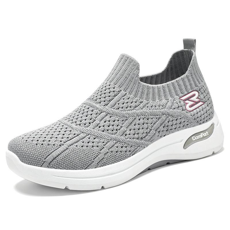 Женские туфли летние новые летающие тканые повседневные туфли туфли с одной педалью средние и старые туфли для мам одиночные туфли