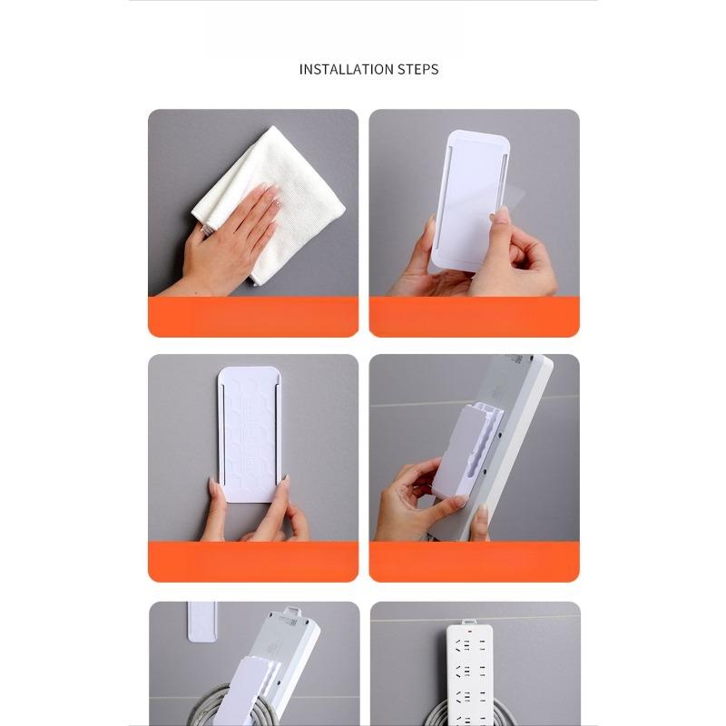 Self Adhesive Plug Holder, Wall Mounted No Drilling Socket Fixing Sticker, Home Seamless Sticker, Nail Free Creative Plug Holder