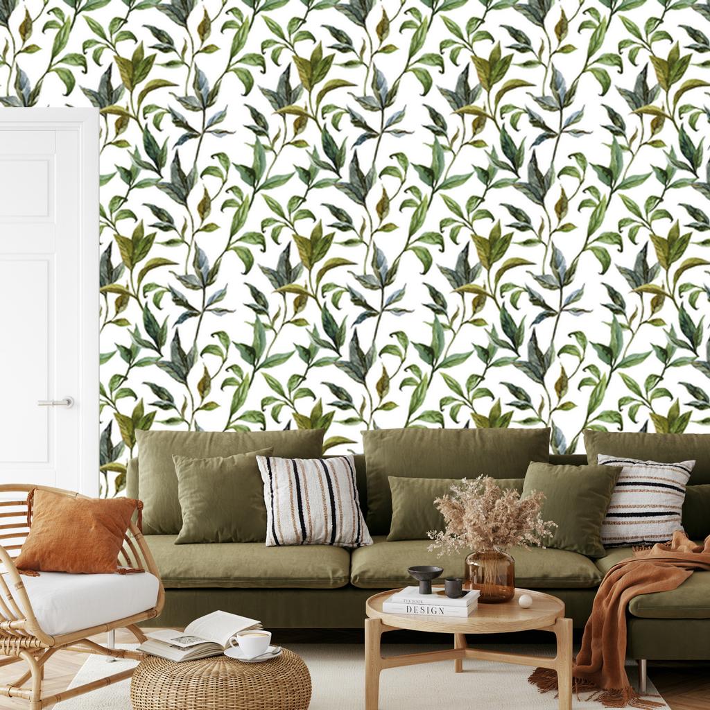 Watercolor Leaves Wallpaper for Living Room and Bedroom 50x1000
