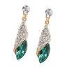 Women Earrings Delicate Exquisite Droplet Shape Zinc Alloy Artificial Diamond Green Earrings Women