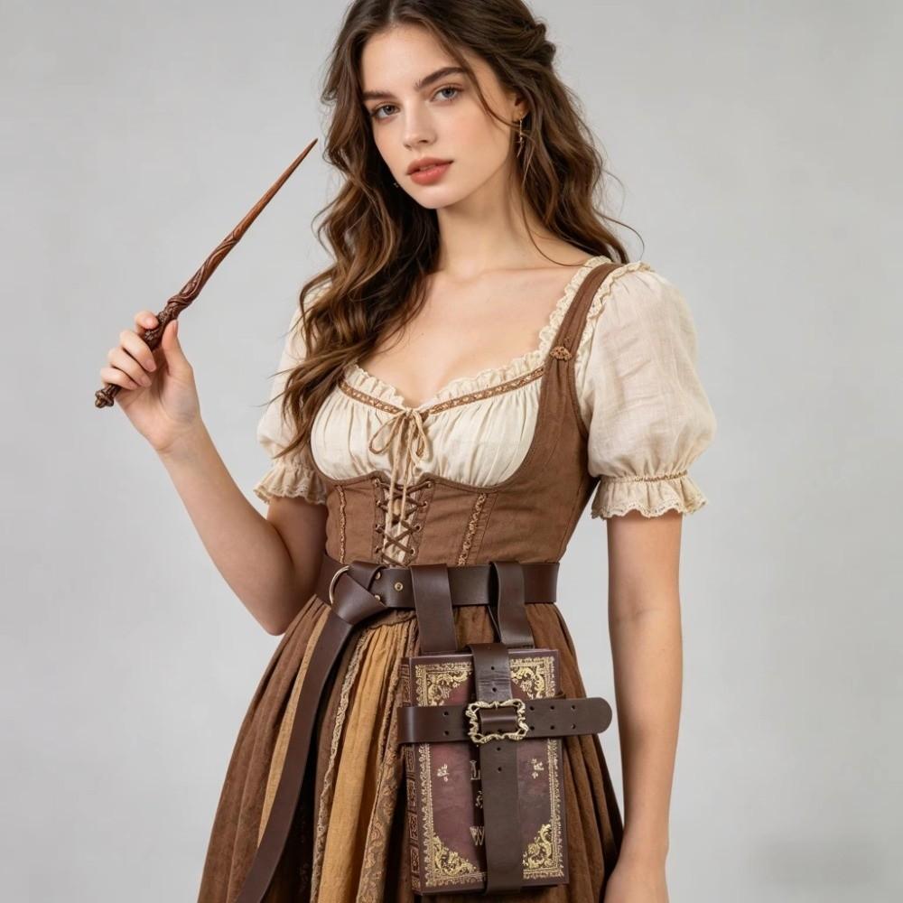 PU Leather Medieval Waist Belt Not with Book Book Pouch Set Waist Accessories