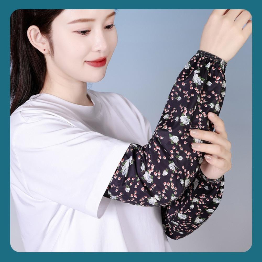 Fashion Floral Ice Silk Gloves Loose Long Mittens New Sunscreen Sleeves Outdoor