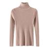 Women Knitted Base Top High Neck Long Sleeve Slim Shirt Solid Color Pullover Thin Sweater