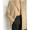 AL KHALID Women's Blazer Stylish Beige Genuine Soft Lambskin Leather Designer Formal Party