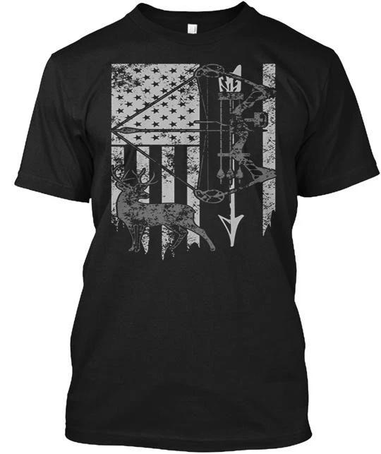 Bow Hunting Deer Flag T shirt Made in the USA Size S to 5XL