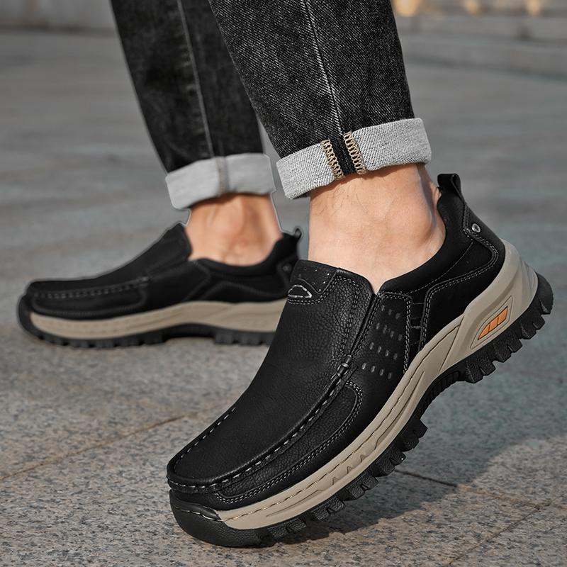 Модный Новый Универсальный Износостойкий Повседневный Кожаный Обувь из Коровьей Кожи для Мужской Удобный и Нескользящий Походный Повседневный Обувь