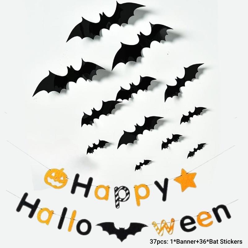 Набор наклеек летучих мышей на Хэллоуин 12 штук ПВХ наклеек летучих мышей для декора бара, KTV и дома с привидениями