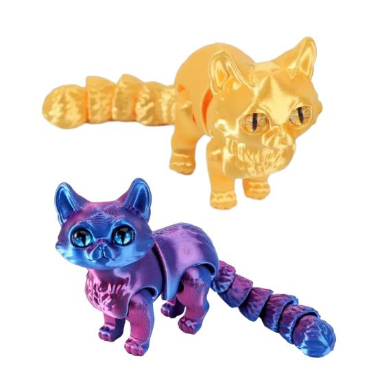 2 шт. Напечатанная на 3D фигурка кошки с подвижными суставами, фигурка кошки, сочлененная модель животного, игрушка-непоседа, украшение для дома, офиса, книжной полки, рабочего стола