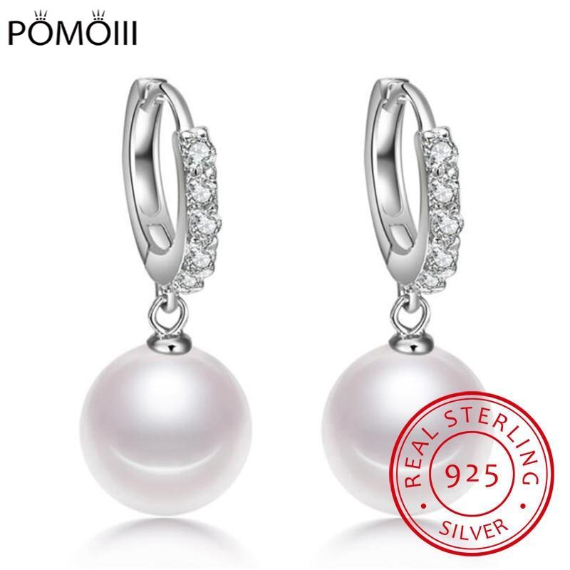 Pearl Earrings Genuine Natural Freshwater Pearl 925 Sterling Silver Earrings Pearl Jewelry For Wemon Wedding Gift