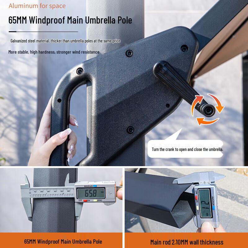 OEING 3x4m Square Outdoor Sunshade Umbrella with Rolling Base